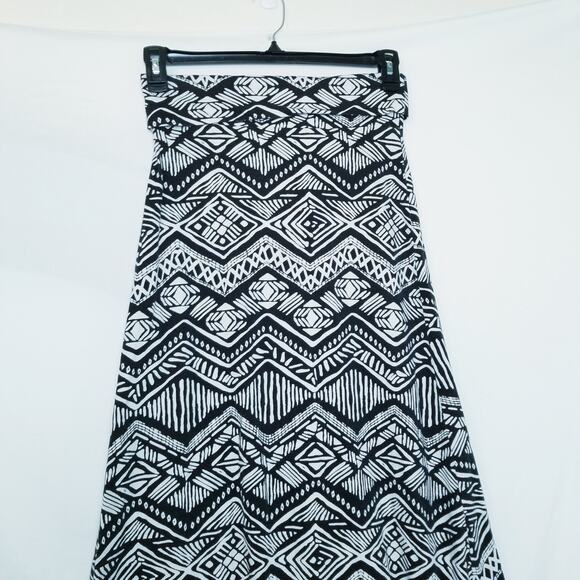 Forever 21 Black & White Roll Top Waist Maxi Length A-Line Skirt Size S - Picture 3 of 10